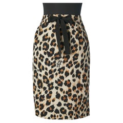 Leopard printed skirt with gros-grain bow Boutique Moschino