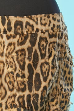 Leopard printed skirt with ripped- off silk chiffon over-lays Roberto Cavalli
