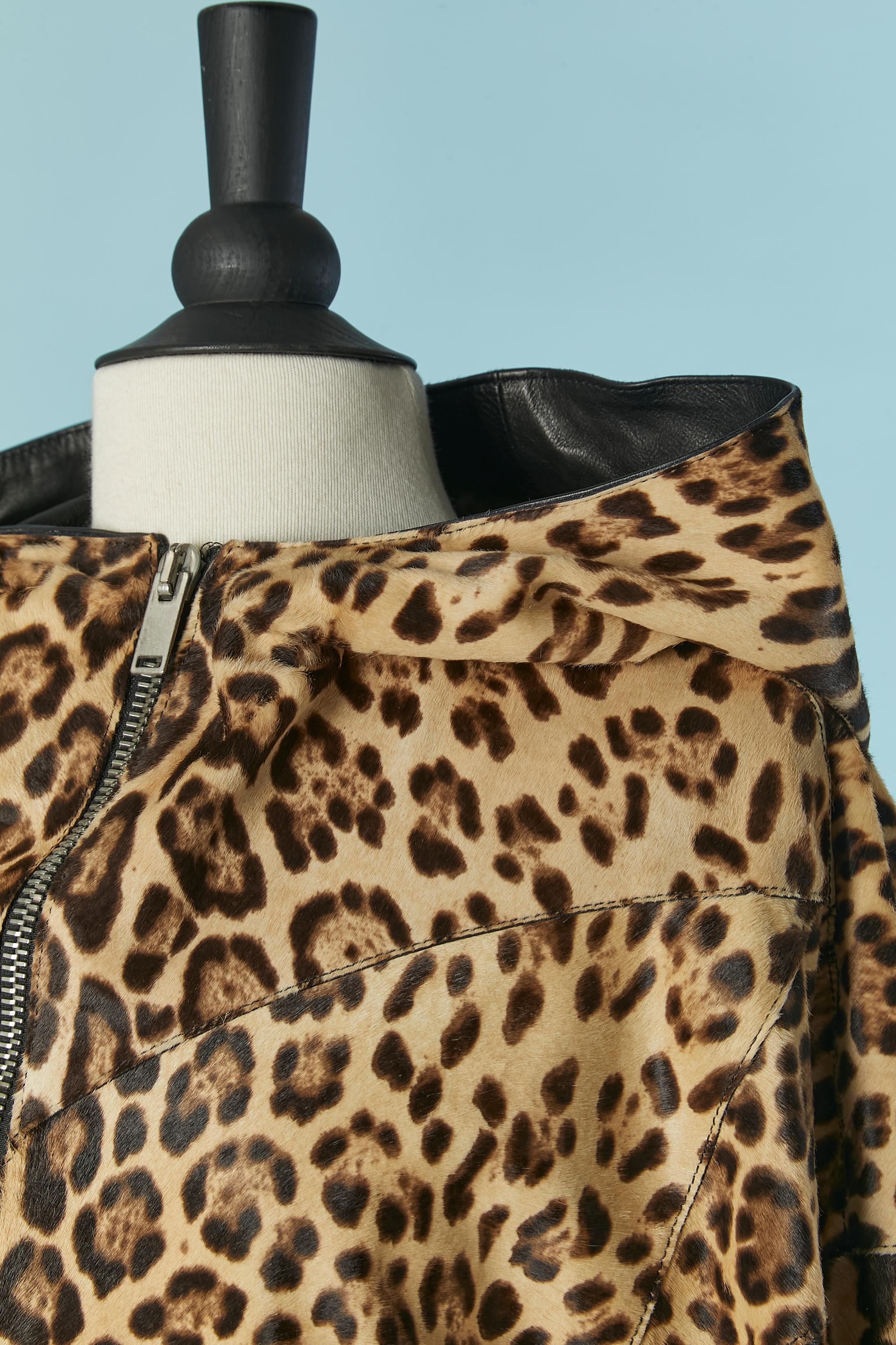 Leopard printed veal fur hoodie Christian Dior In New Condition For Sale In Saint-Ouen-Sur-Seine, FR
