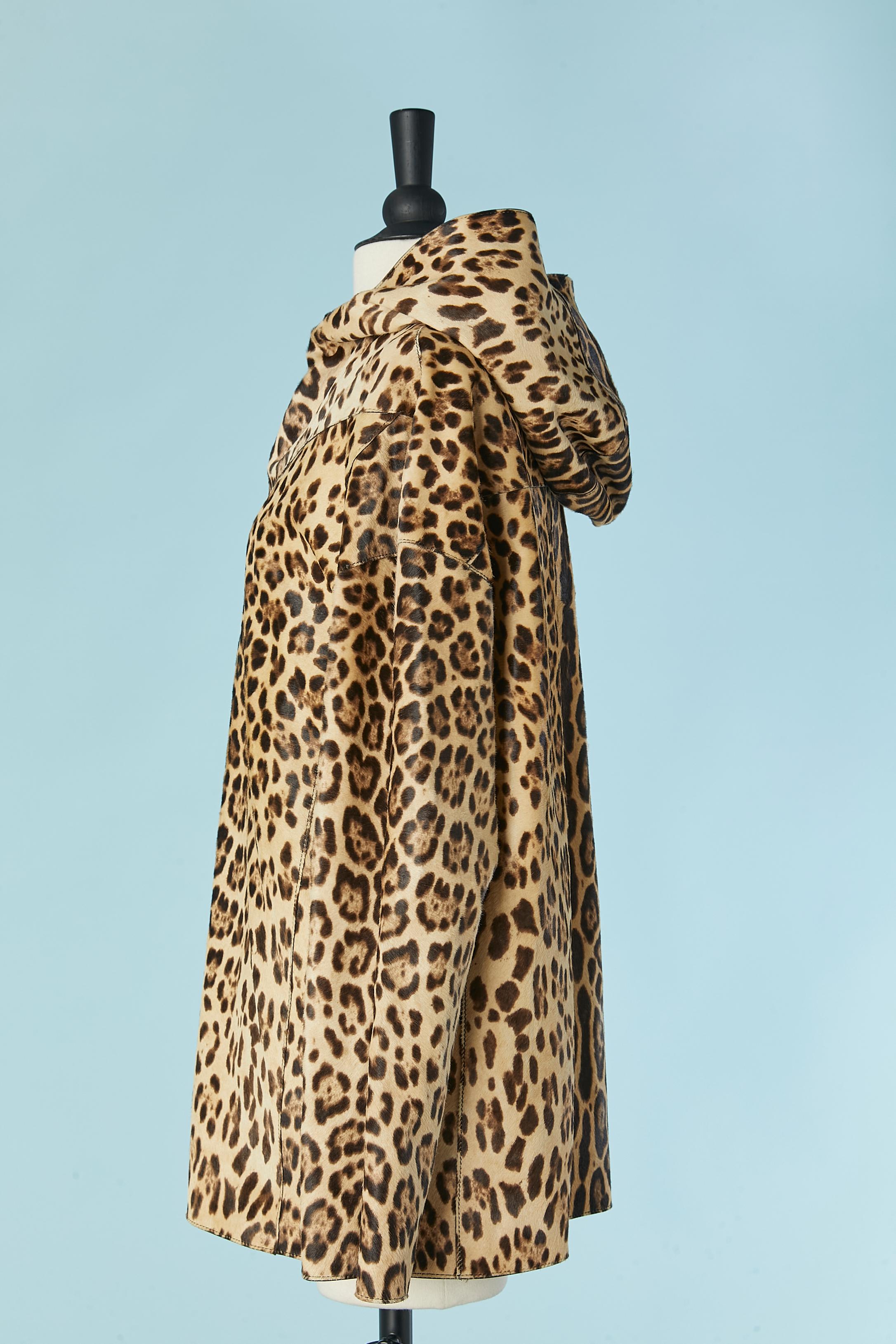 Women's or Men's Leopard printed veal fur hoodie Christian Dior For Sale