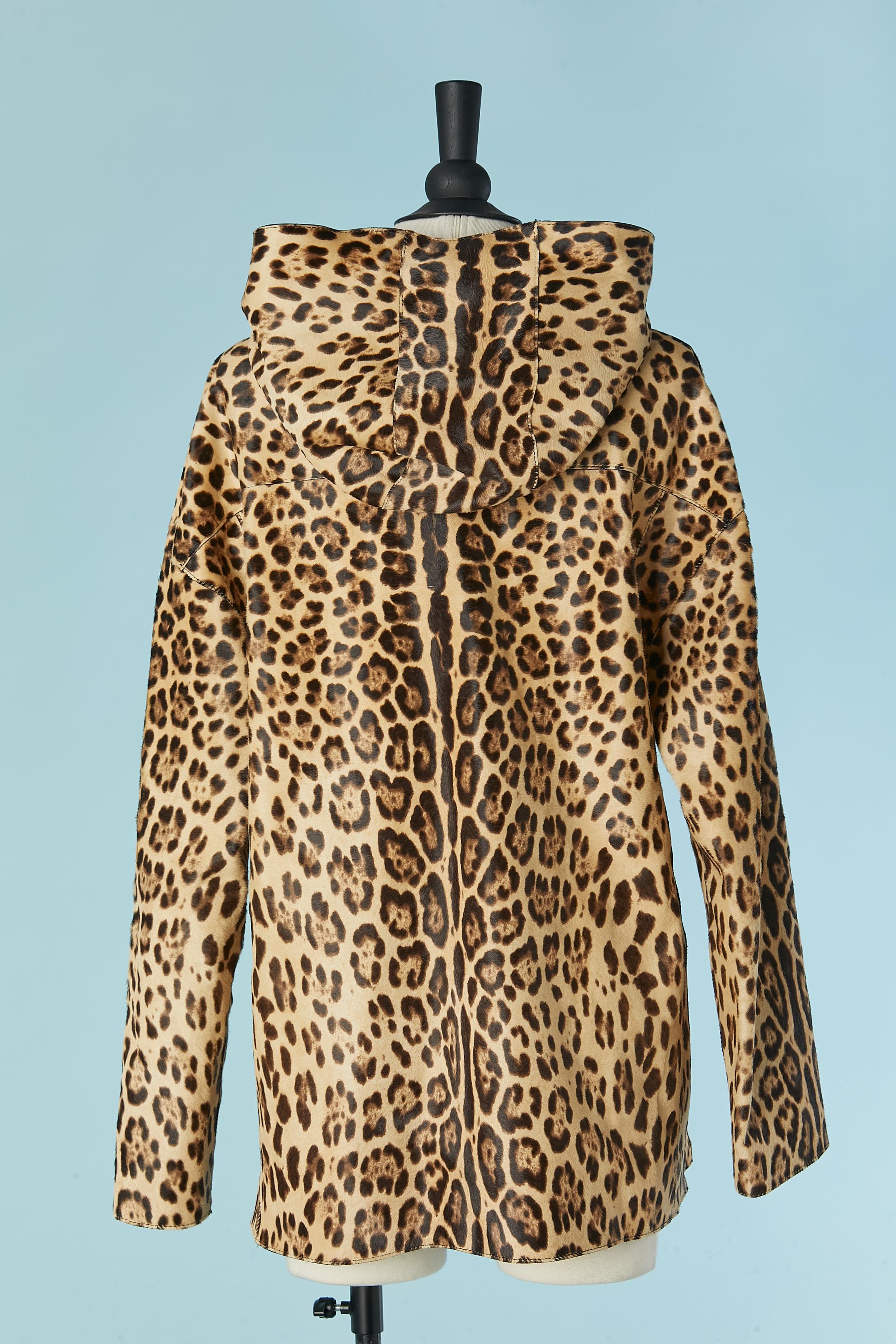 Leopard printed veal fur hoodie Christian Dior For Sale 1