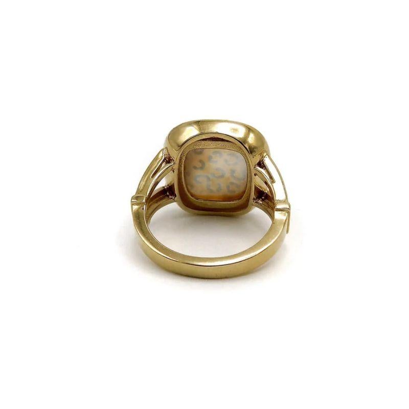 Women's Leopard Reverse Painted Citrine Cabochon Ring with Diamond Halo in 14K Gold For Sale