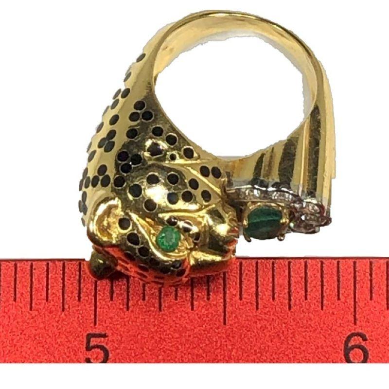 Leopard Ring by Emis Beros in Yellow Gold, Platinum, Diamond, Emerald and Enamel 4