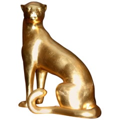 Leopard Sculpture in Gold Finish