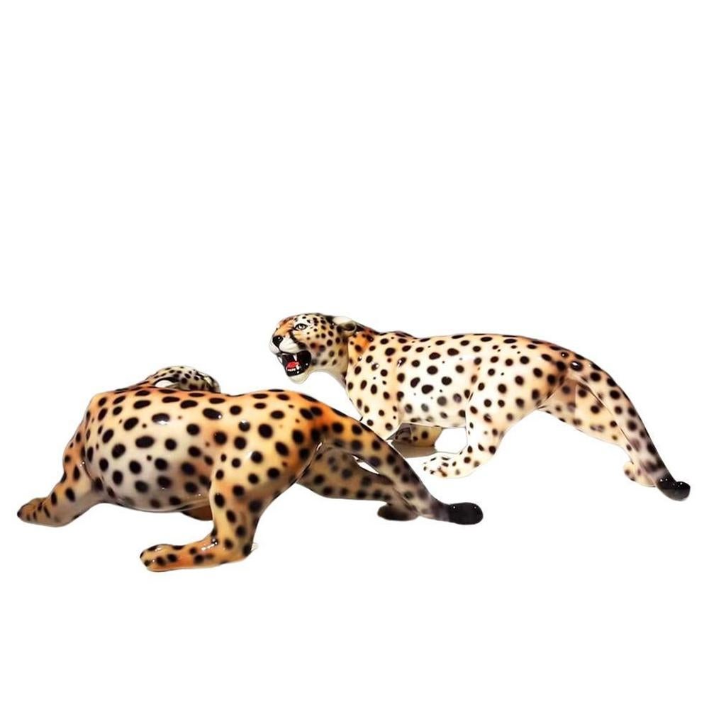 Contemporary Leopard Set of 2 Sculpture For Sale