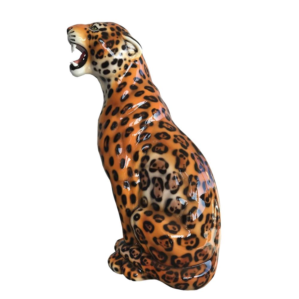 Hand-Painted Leopard Sit Sculpture For Sale