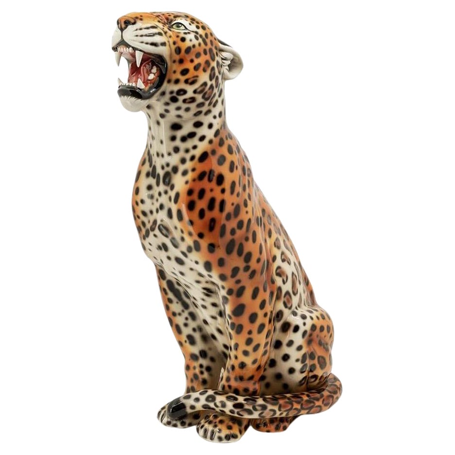 Leopard Sit Sculpture For Sale