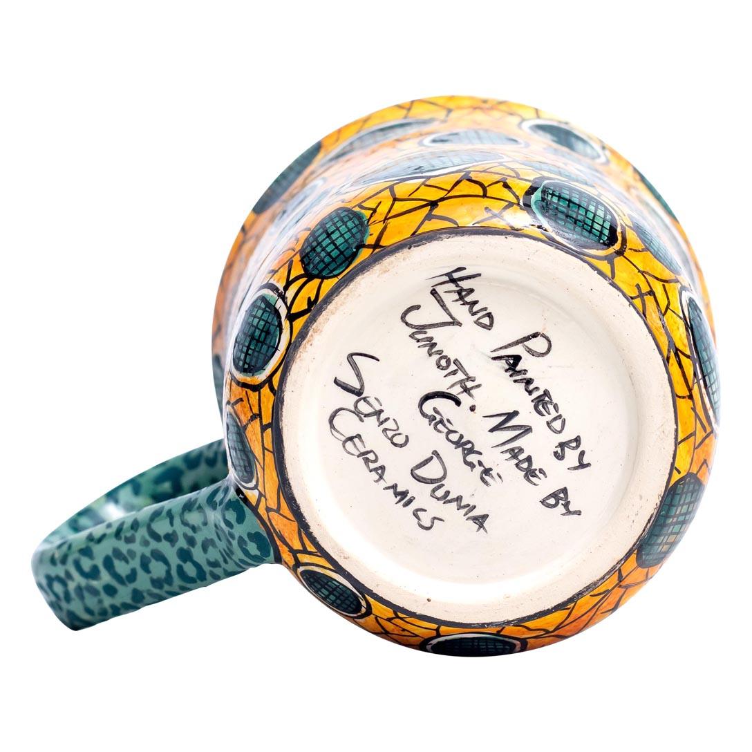 Peint à la main Mug en céramique tache de léopard, motif Junoth, fait à la main en Afrique du Sud en vente