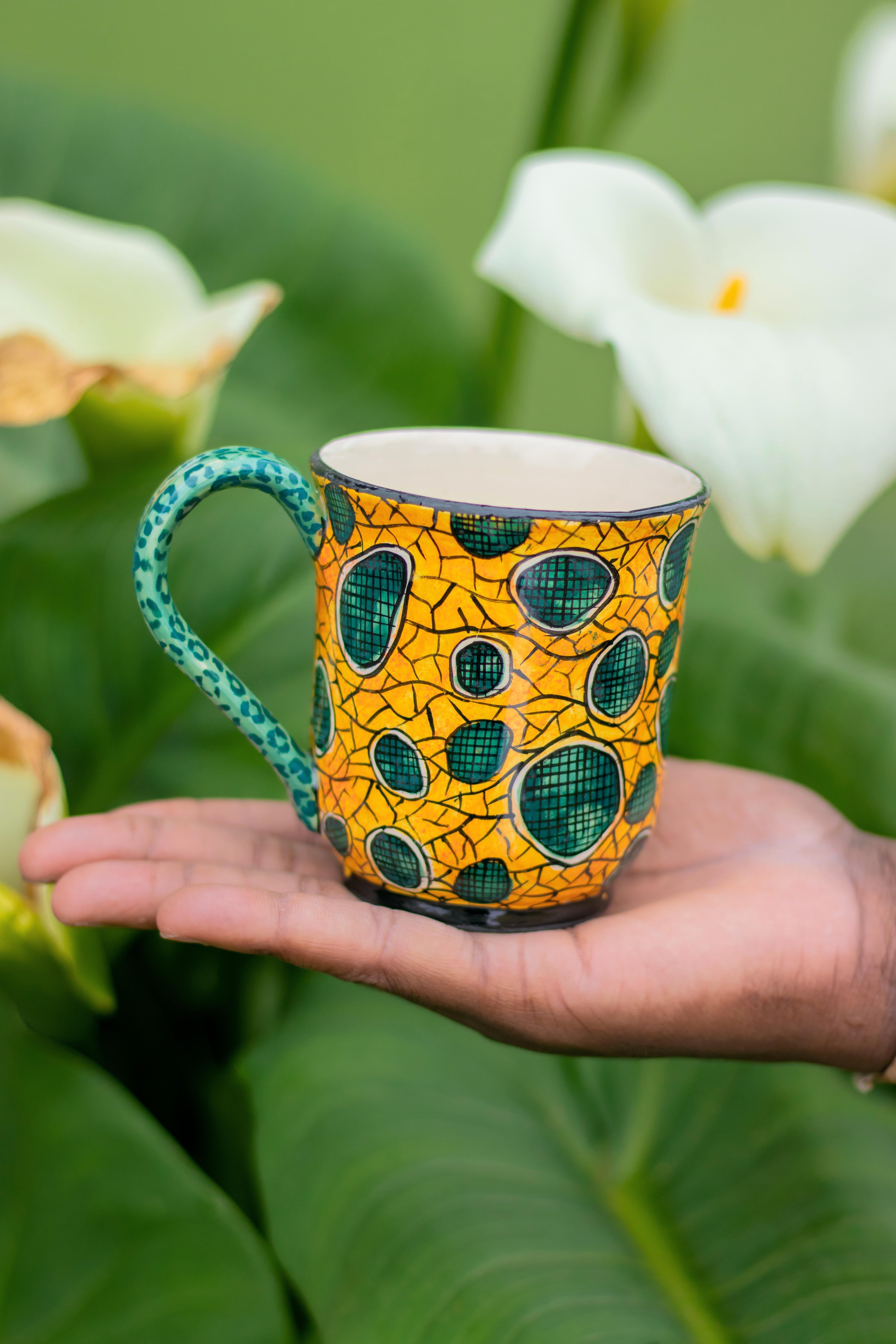 Mug en céramique tache de léopard, motif Junoth, fait à la main en Afrique du Sud Excellent état - En vente à North Miami, FL