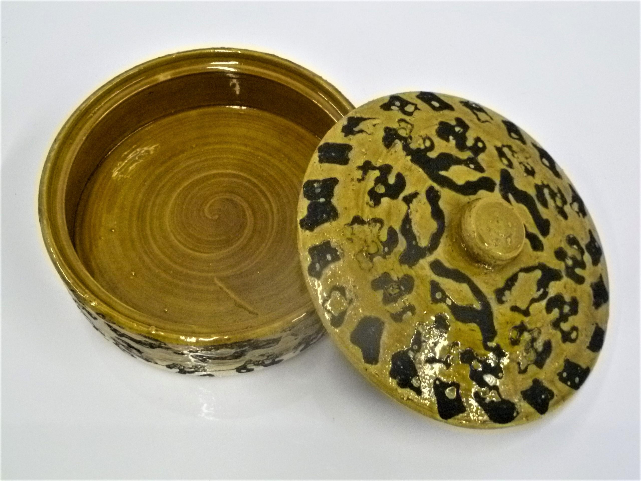 Mid-Century Modern Leopard Spots Modern Rosenthal Netter Pottery Covered Bowl Attributed to Bagni