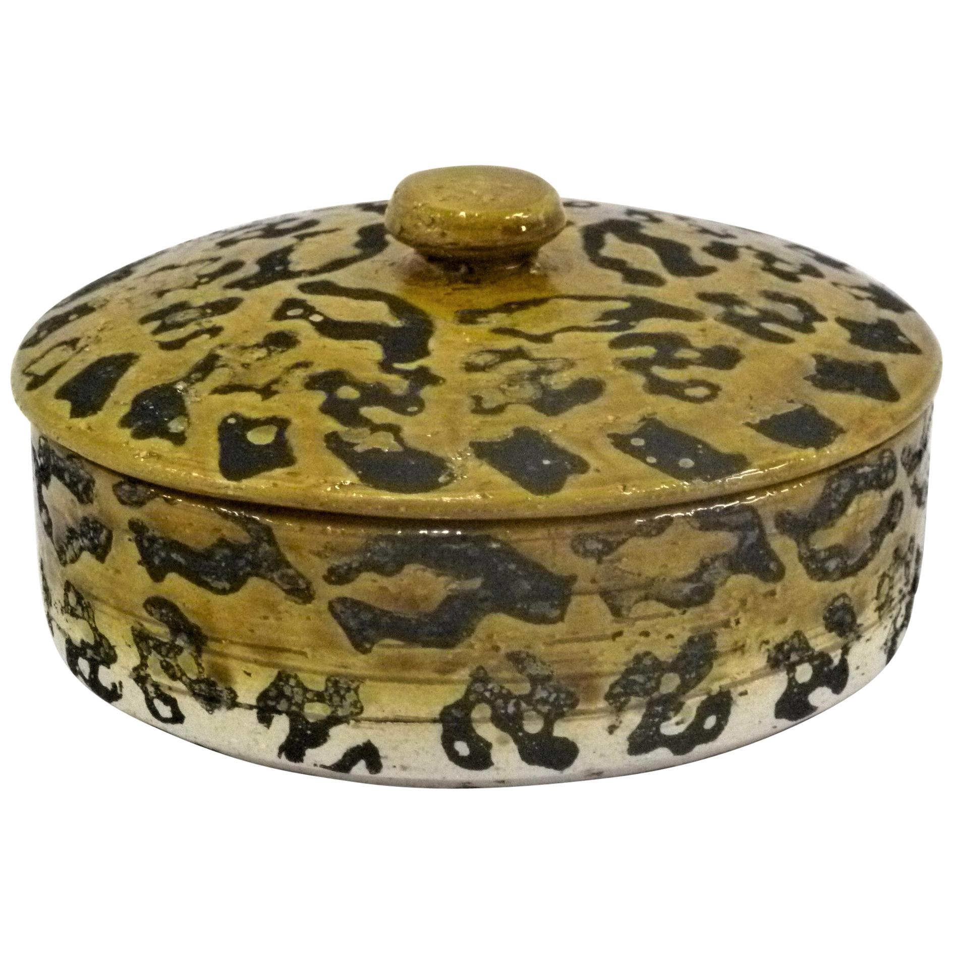 Leopard Spots Modern Rosenthal Netter Pottery Covered Bowl Attributed to Bagni