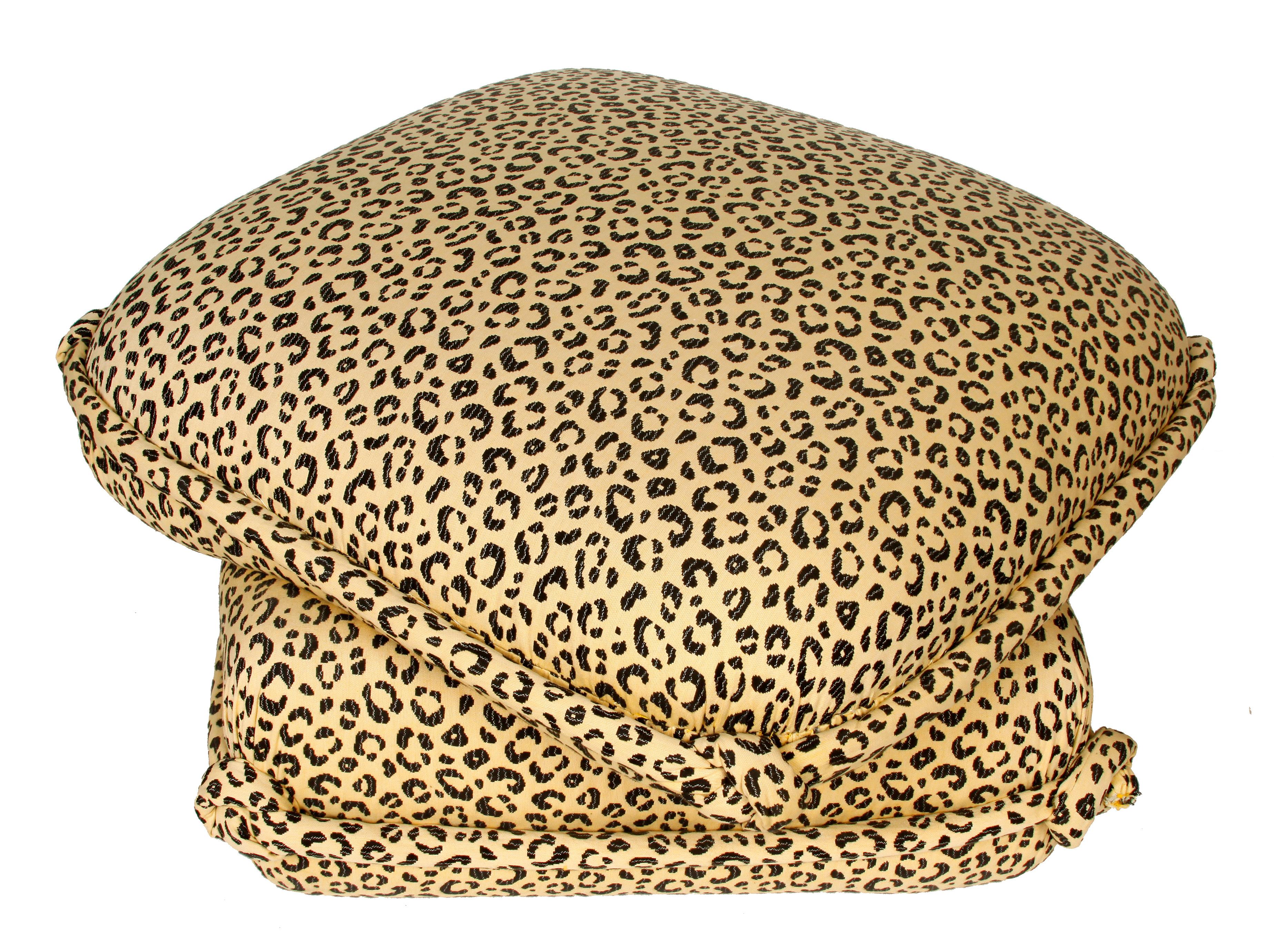 20th Century Leopard Turkish Ottoman with Knotted Corners