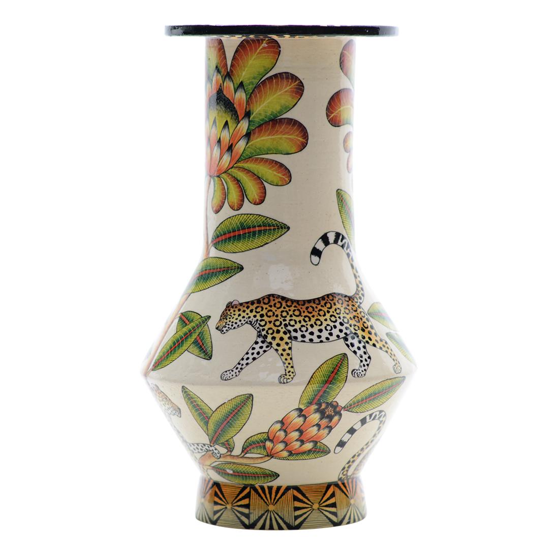 African Leopard Vase, hand made in South Africa For Sale