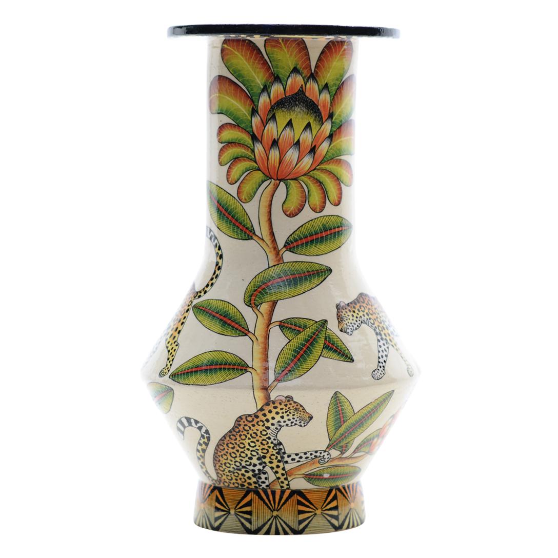 Contemporary Leopard Vase, hand made in South Africa For Sale