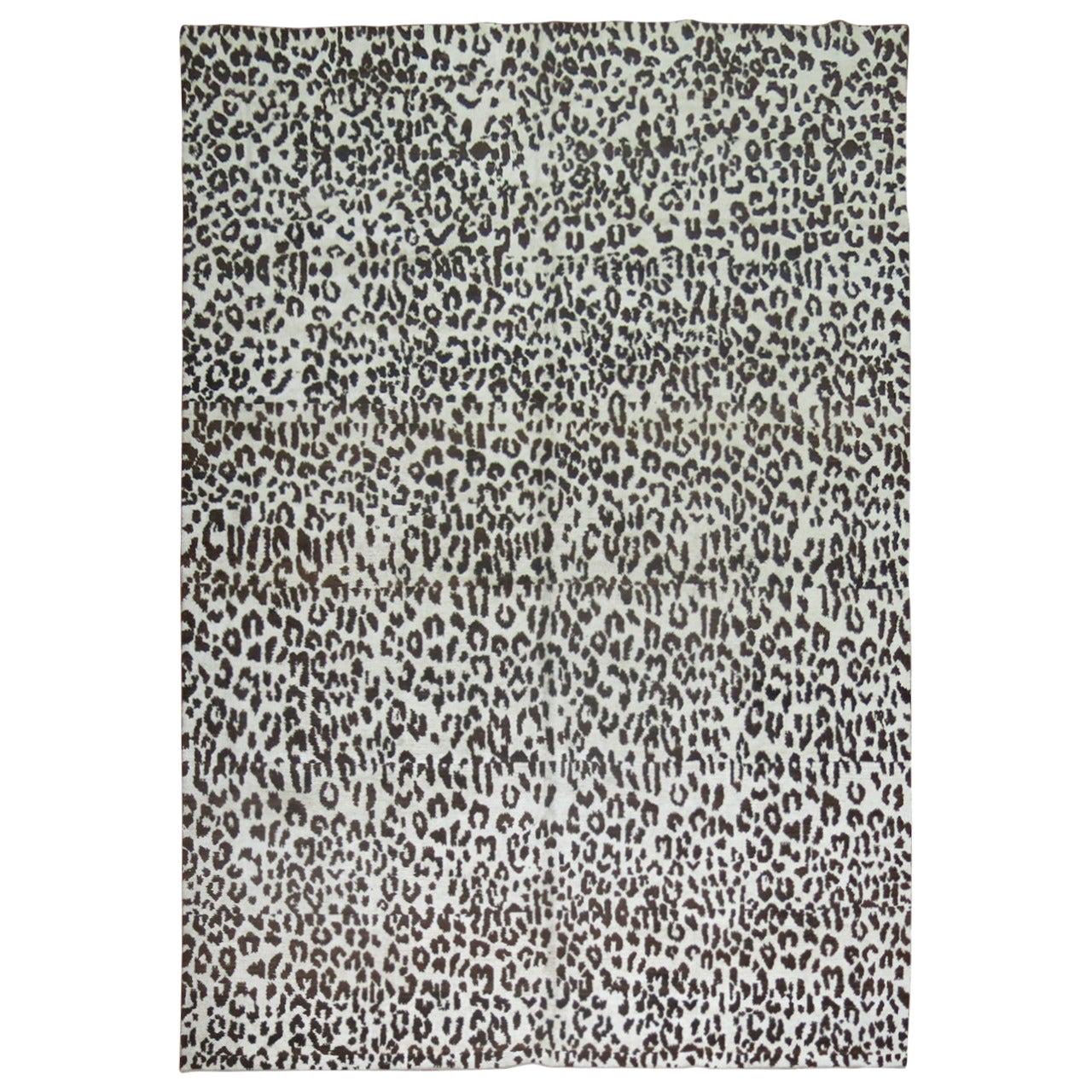 Leopard Vintage Inspired Turkish Silk Rug For Sale