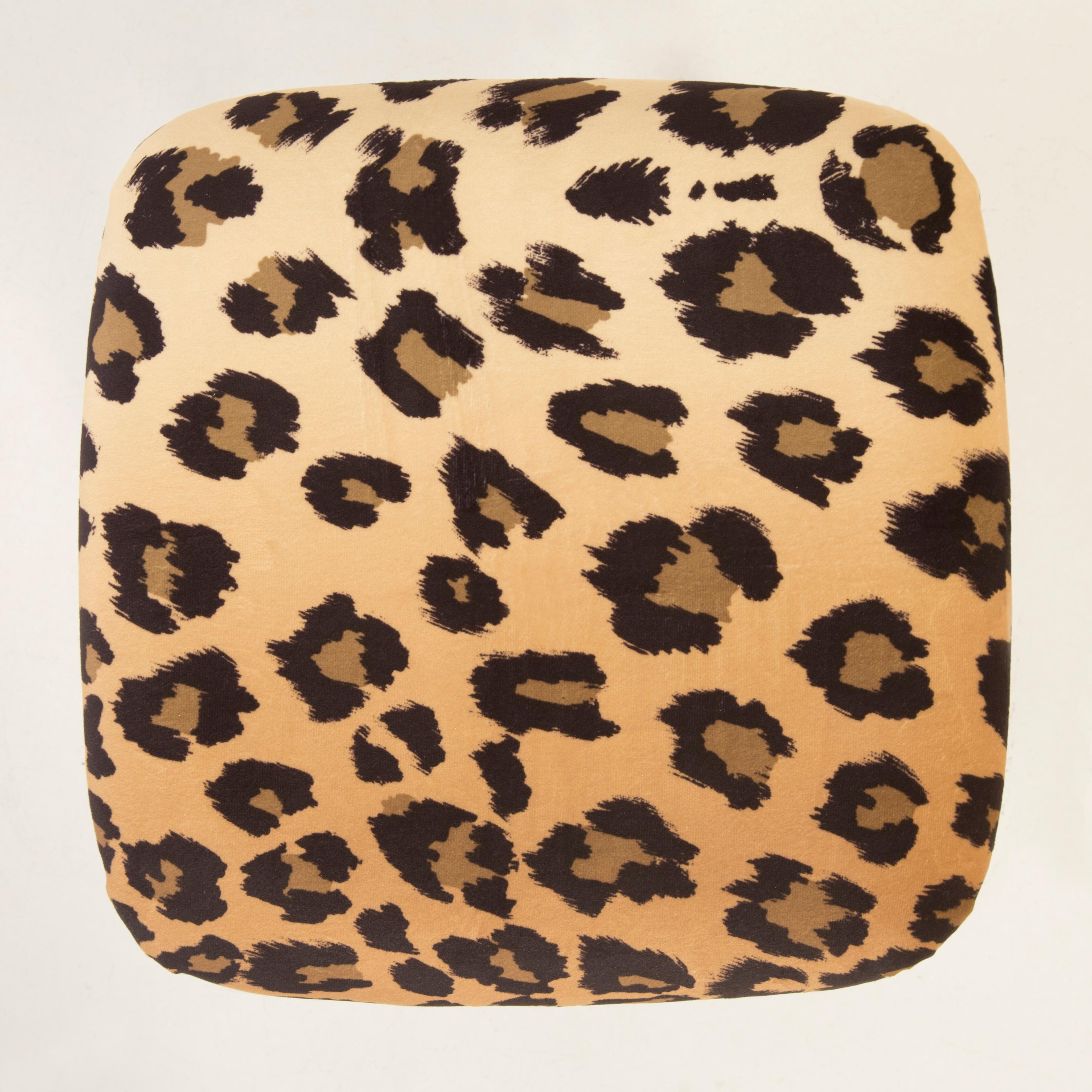 Hand-Crafted Leopard Vintage Stool, 1960s For Sale