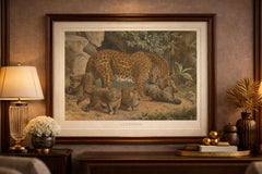 Leopards, Antique Big Cat Print, Victorian Natural History, 1894
