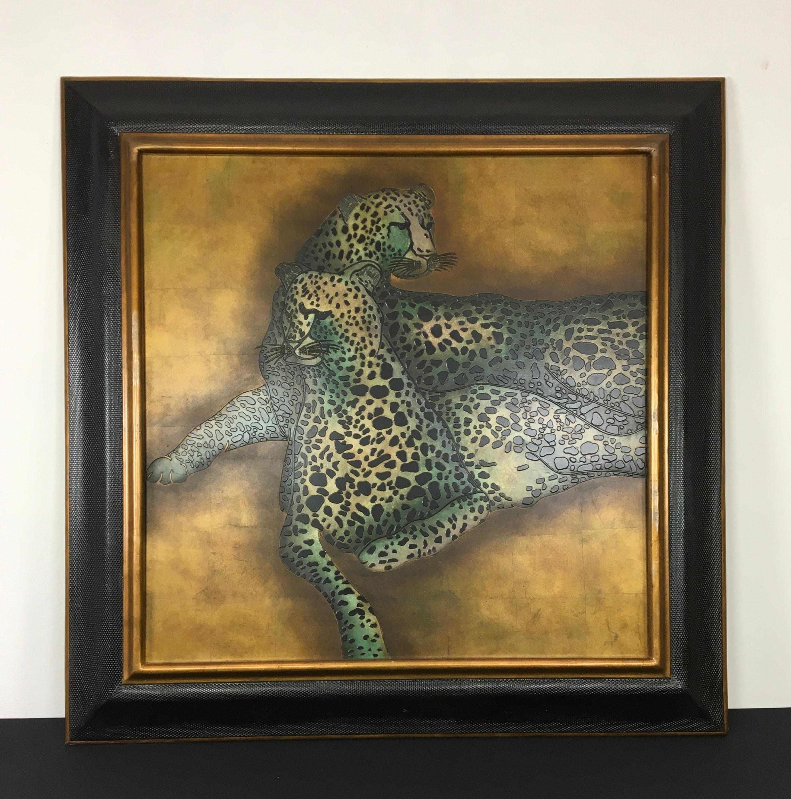 Leoparden-Kunstwerk, Gemälde auf Holz  im Angebot 13