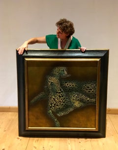 Leopards Art Work Painting on Wood