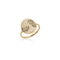 Leopoard Print Signet Ring In 18 Karat Gold with Diamonds