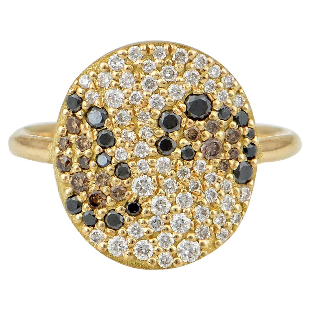 Bague sigillaire Leopoard en or 18 carats avec diamants en vente