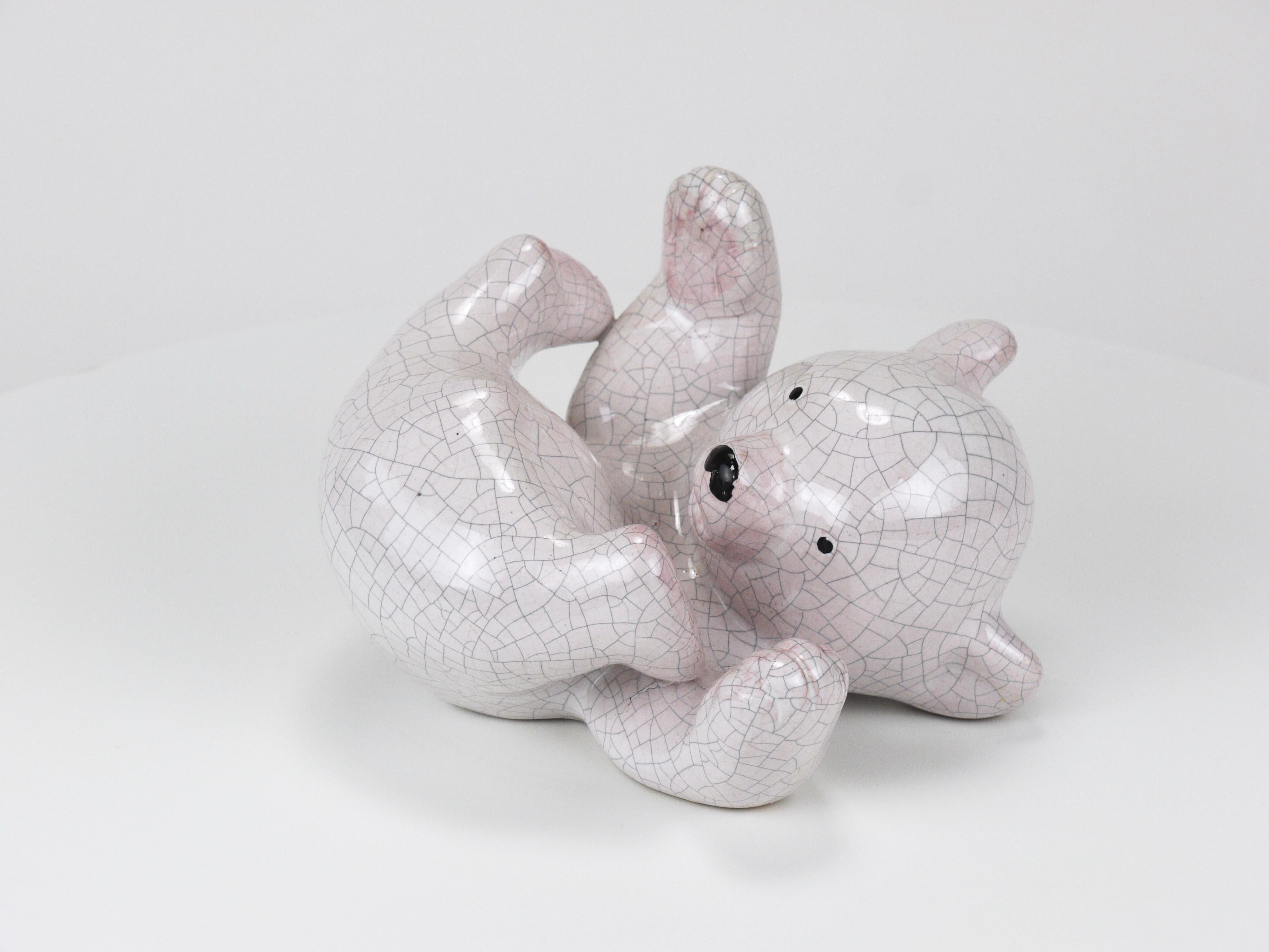 Scultura in ceramica con cucciolo di orso polare di Leopold Anzengruber, Austria, anni '50 in vendita 2