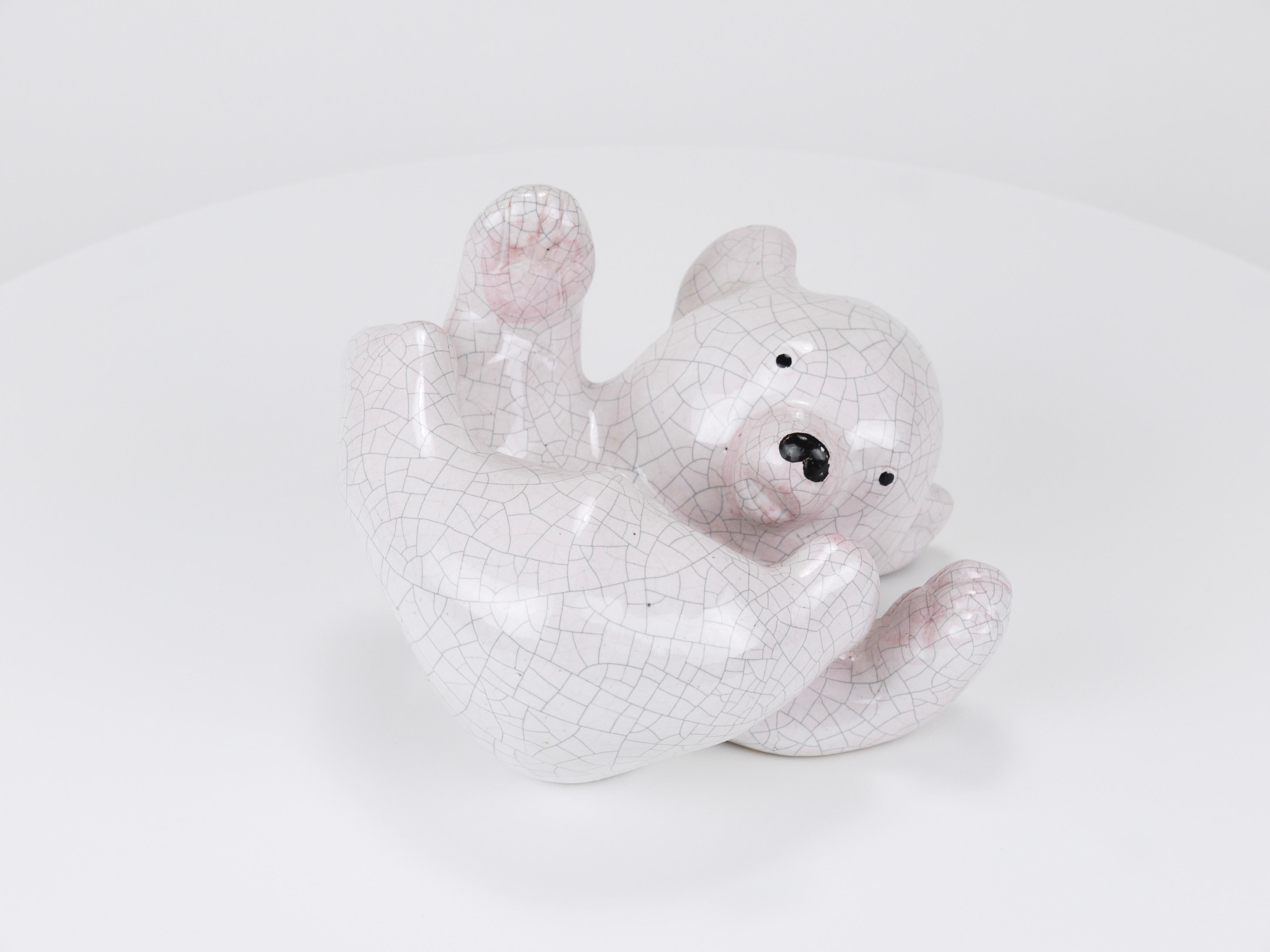 Scultura in ceramica con cucciolo di orso polare di Leopold Anzengruber, Austria, anni '50 in vendita 4