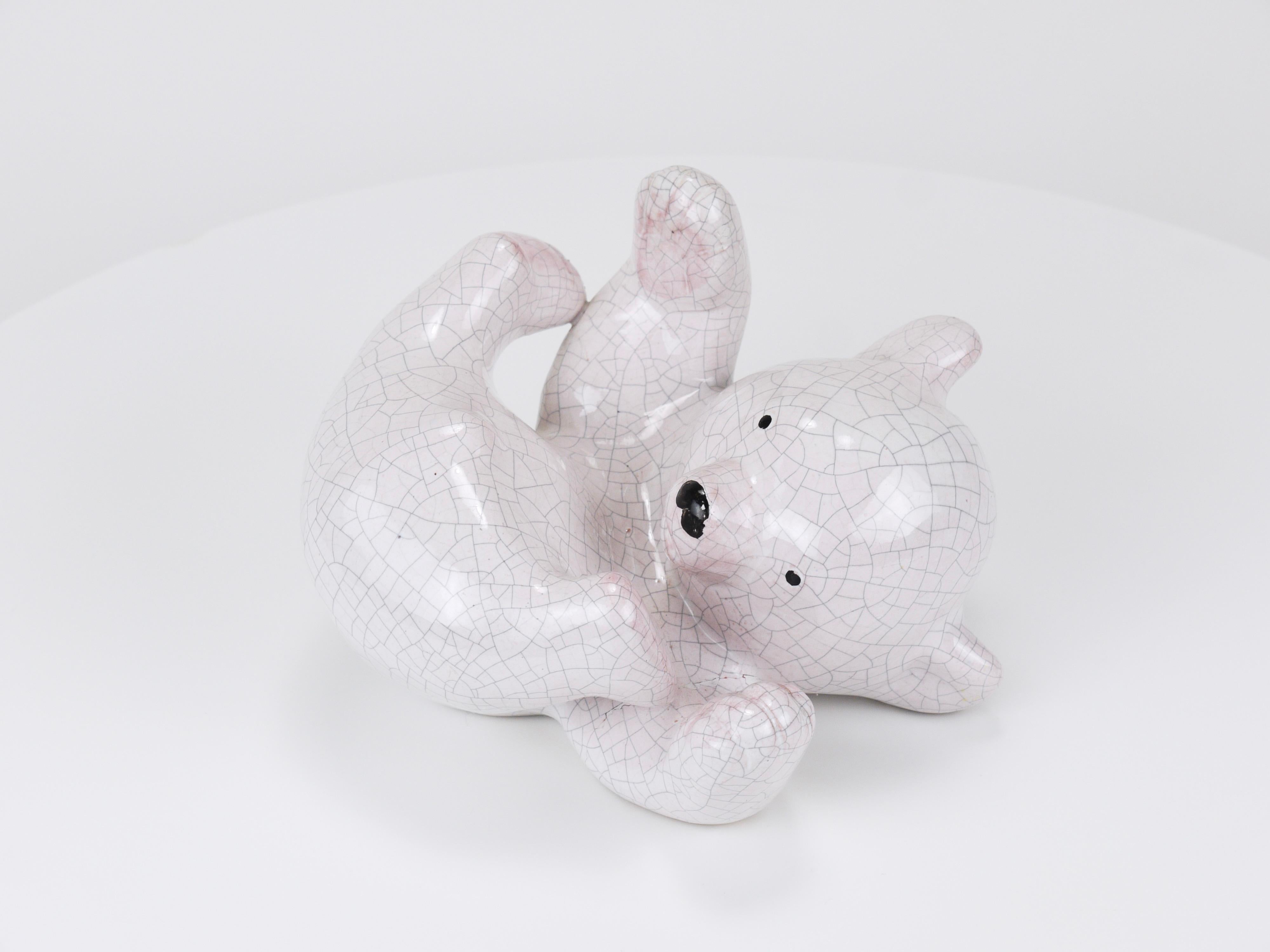 Scultura in ceramica con cucciolo di orso polare di Leopold Anzengruber, Austria, anni '50 in vendita 5