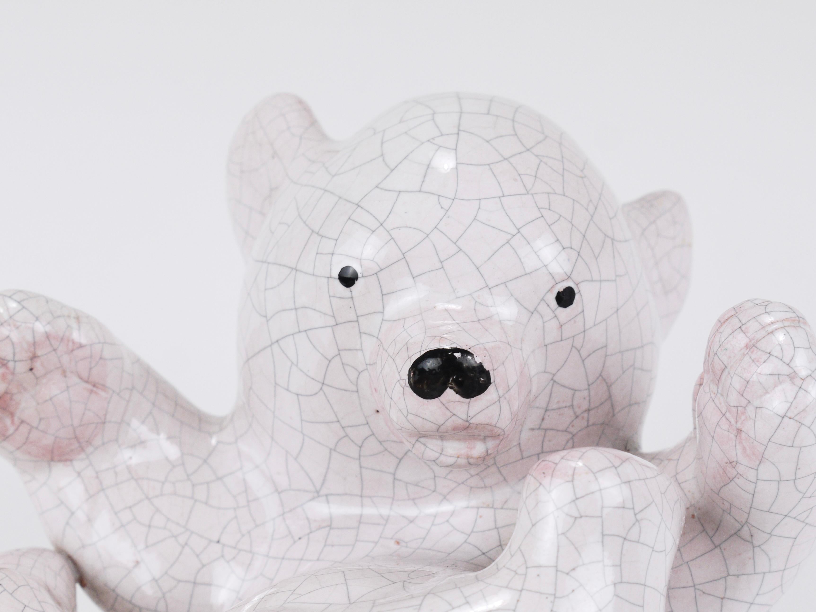 Mid-Century moderno Scultura in ceramica con cucciolo di orso polare di Leopold Anzengruber, Austria, anni '50 in vendita