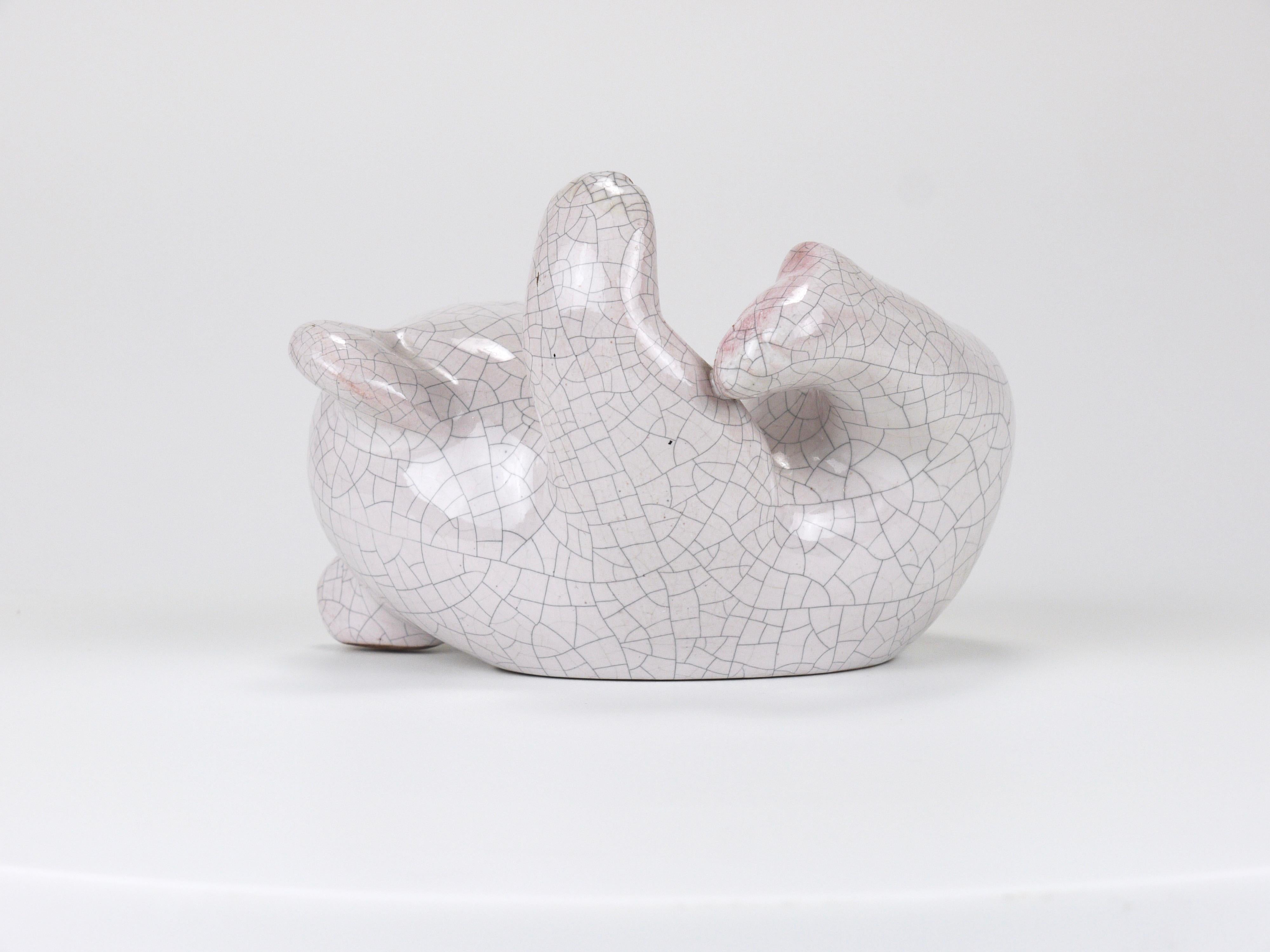 XX secolo Scultura in ceramica con cucciolo di orso polare di Leopold Anzengruber, Austria, anni '50 in vendita