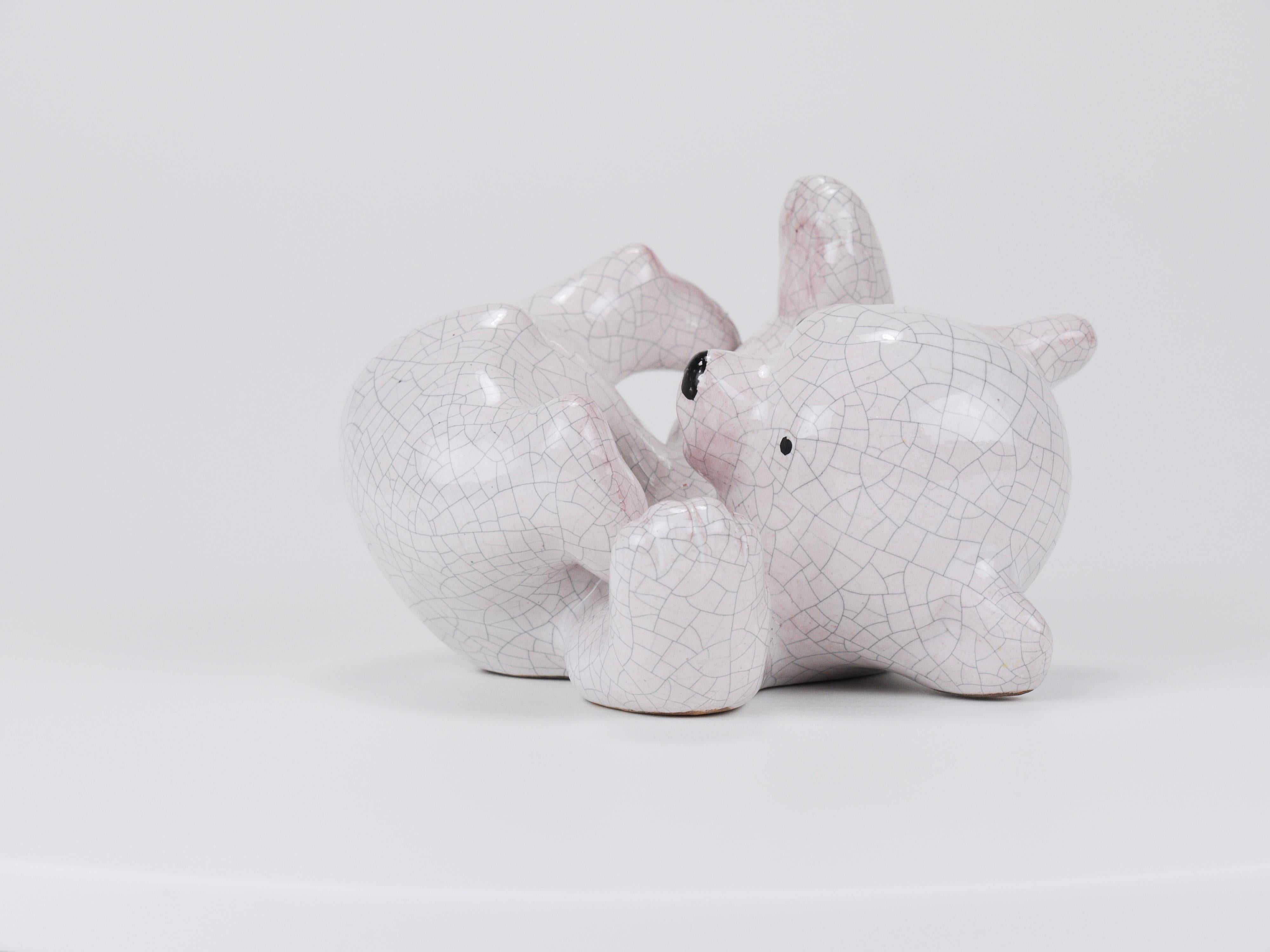 Ceramica Scultura in ceramica con cucciolo di orso polare di Leopold Anzengruber, Austria, anni '50 in vendita