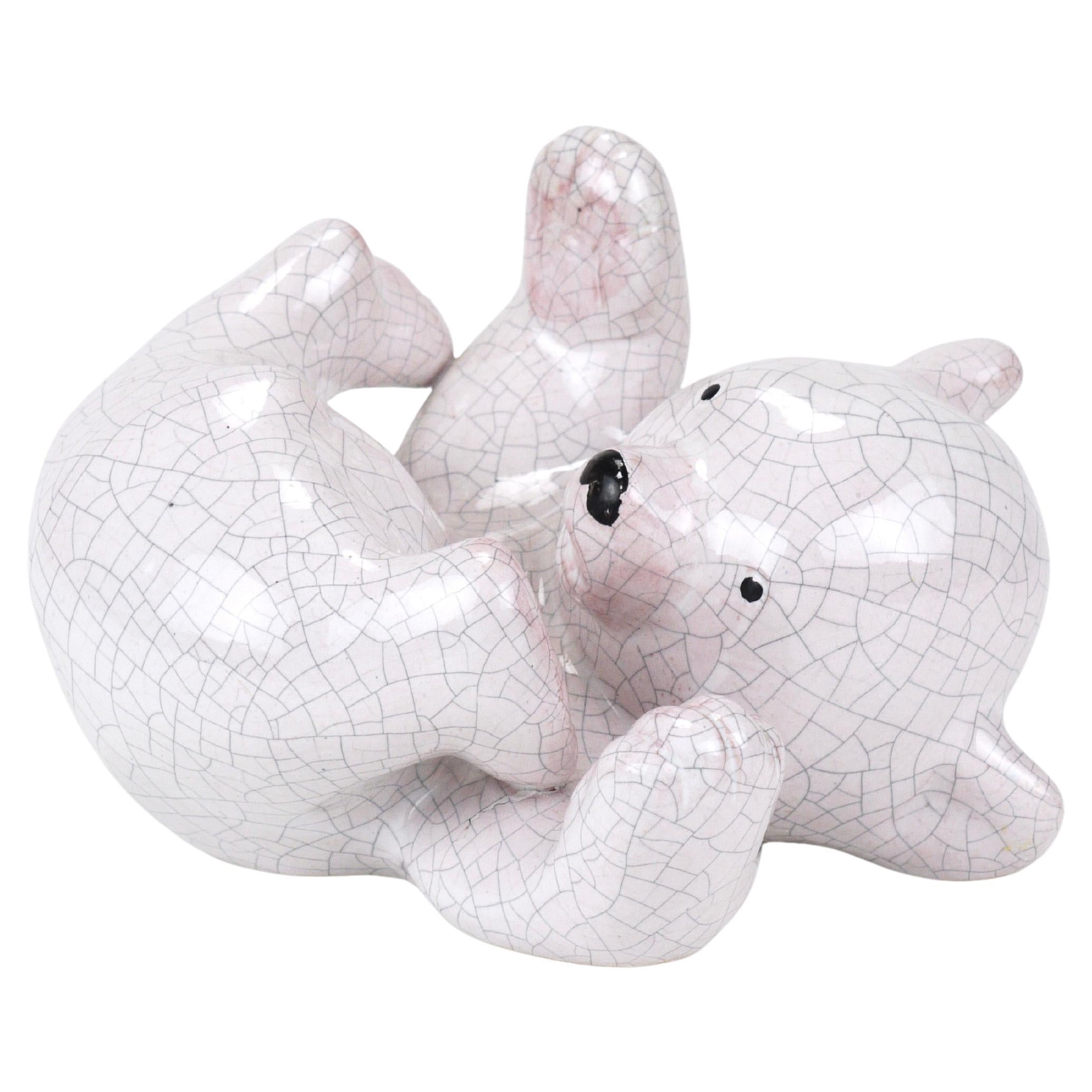 Leopold Anzengruber Baby Polar Bear Ceramic Sculpture, Austria, 1950s