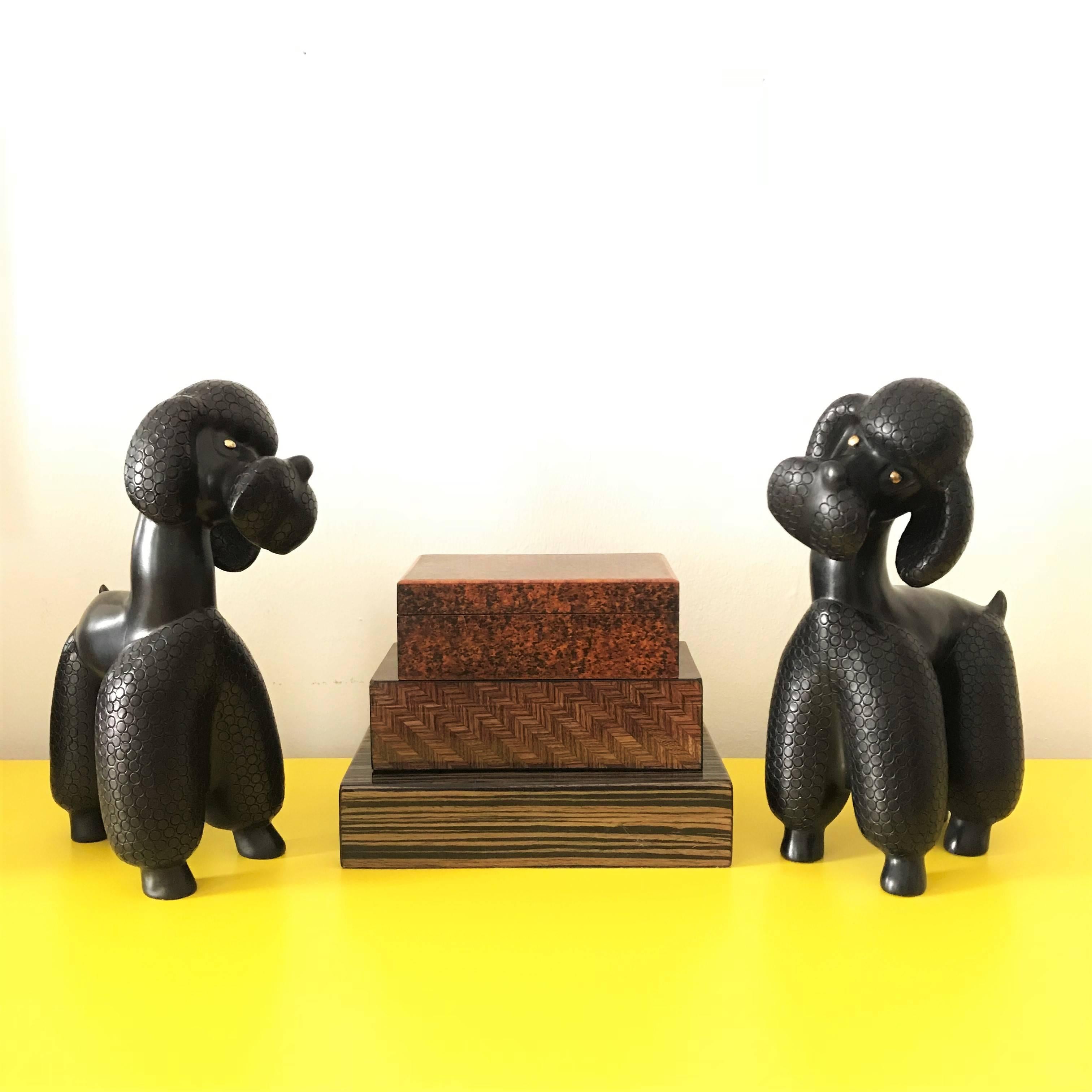 Austrian Leopold Anzengruber Mid-Century Ceramic Dog, Poodle Sculpture, 1950s, Austria