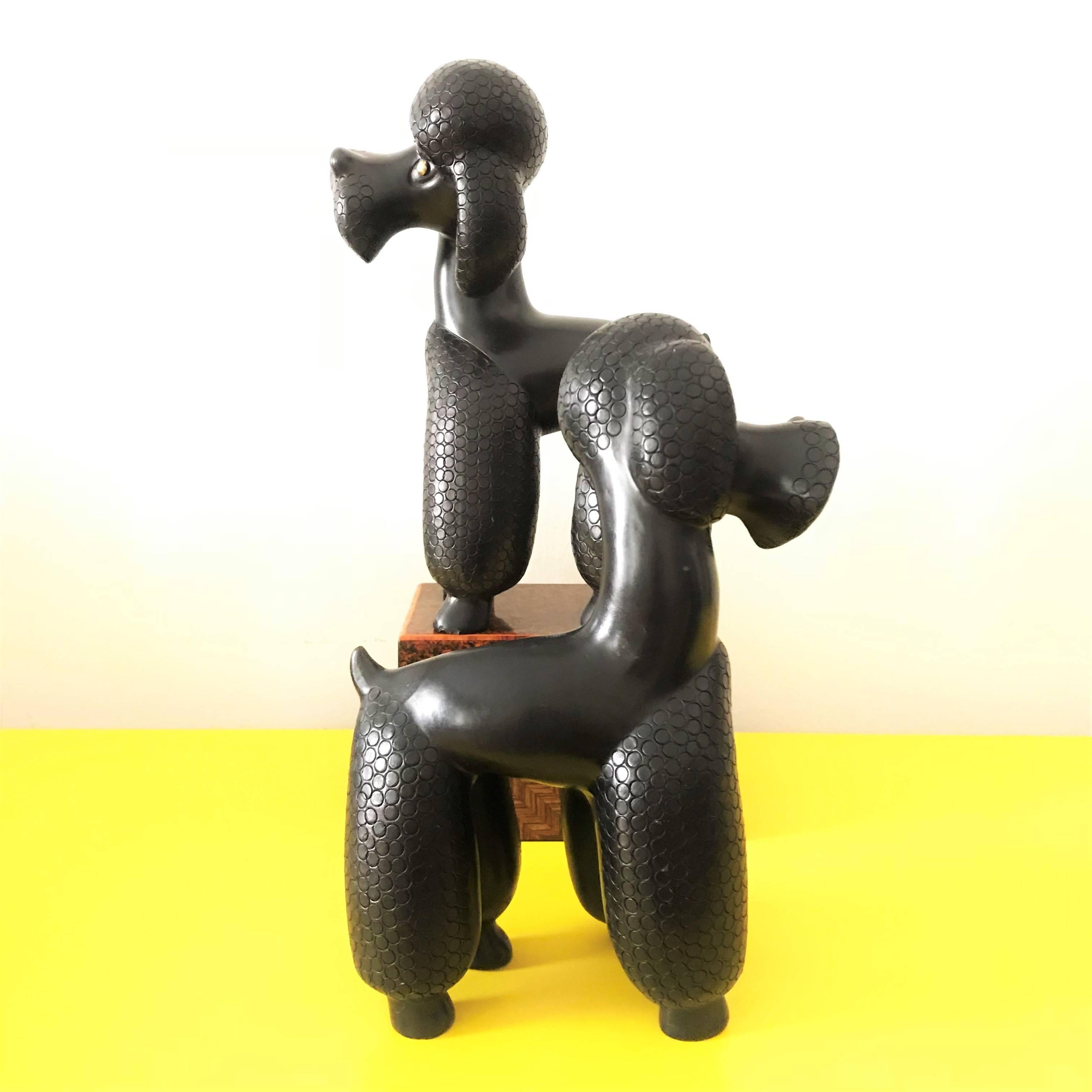 20th Century Leopold Anzengruber Mid-Century Ceramic Dog, Poodle Sculpture, 1950s, Austria