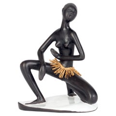 Leopold Anzengruber Mid-Century Vienna Pottery African Woman Figurine
