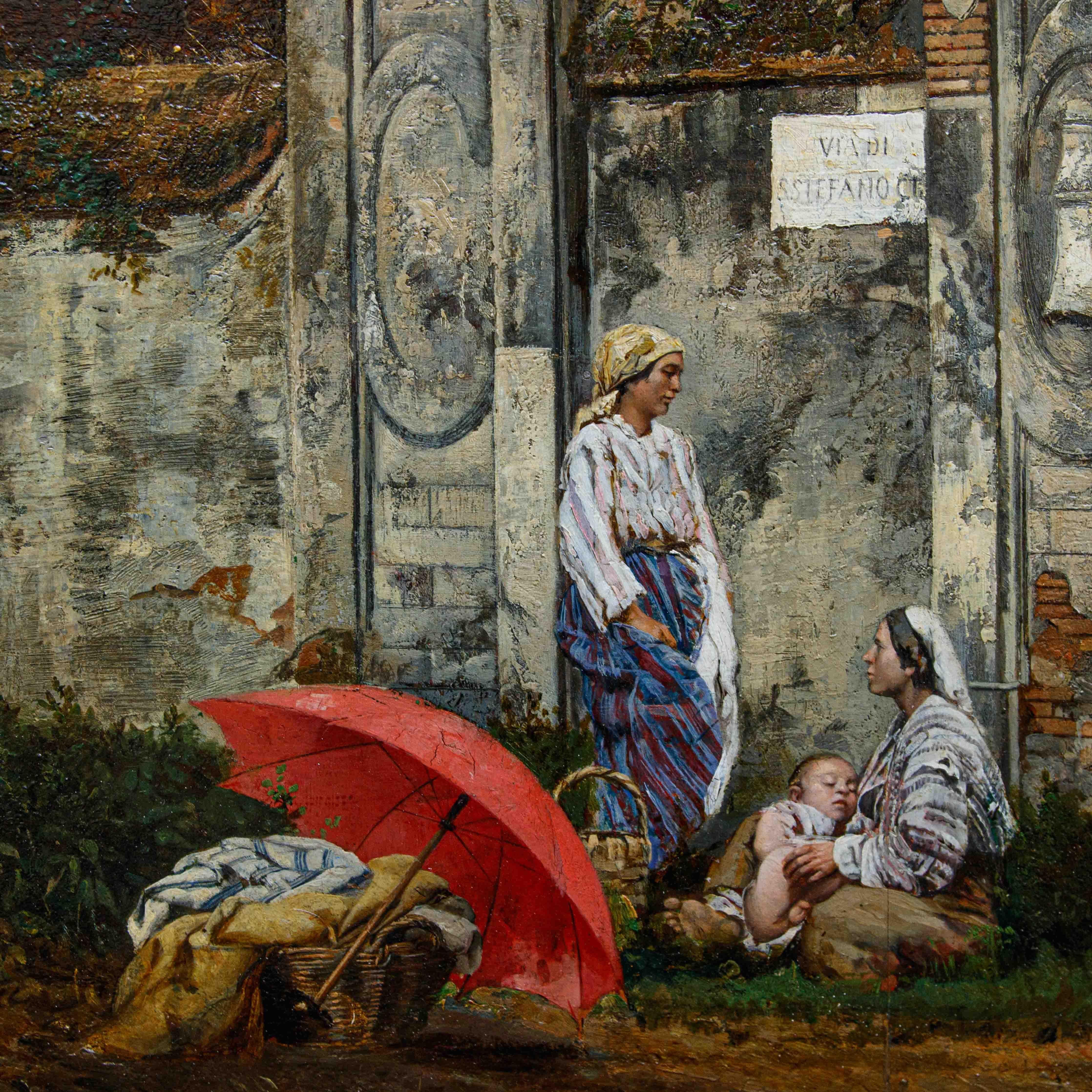 Women by the roadside table by Leopold Bara For Sale 3