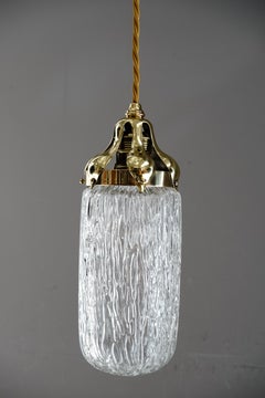 Leopold Bauer Hanging Lamp with Loetz Witwe “Blitzglas” Shade, circa 1905