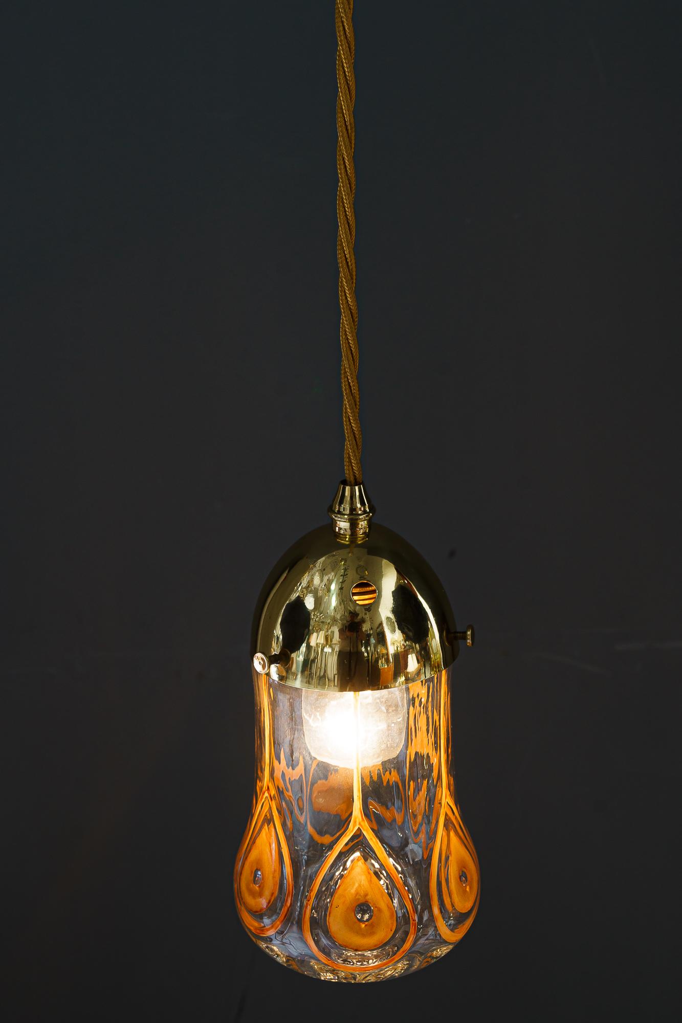 Pendentif Leopold Bauer avec abat-jour en verre Loetz Glass, Vienne, vers 1920 en vente 2