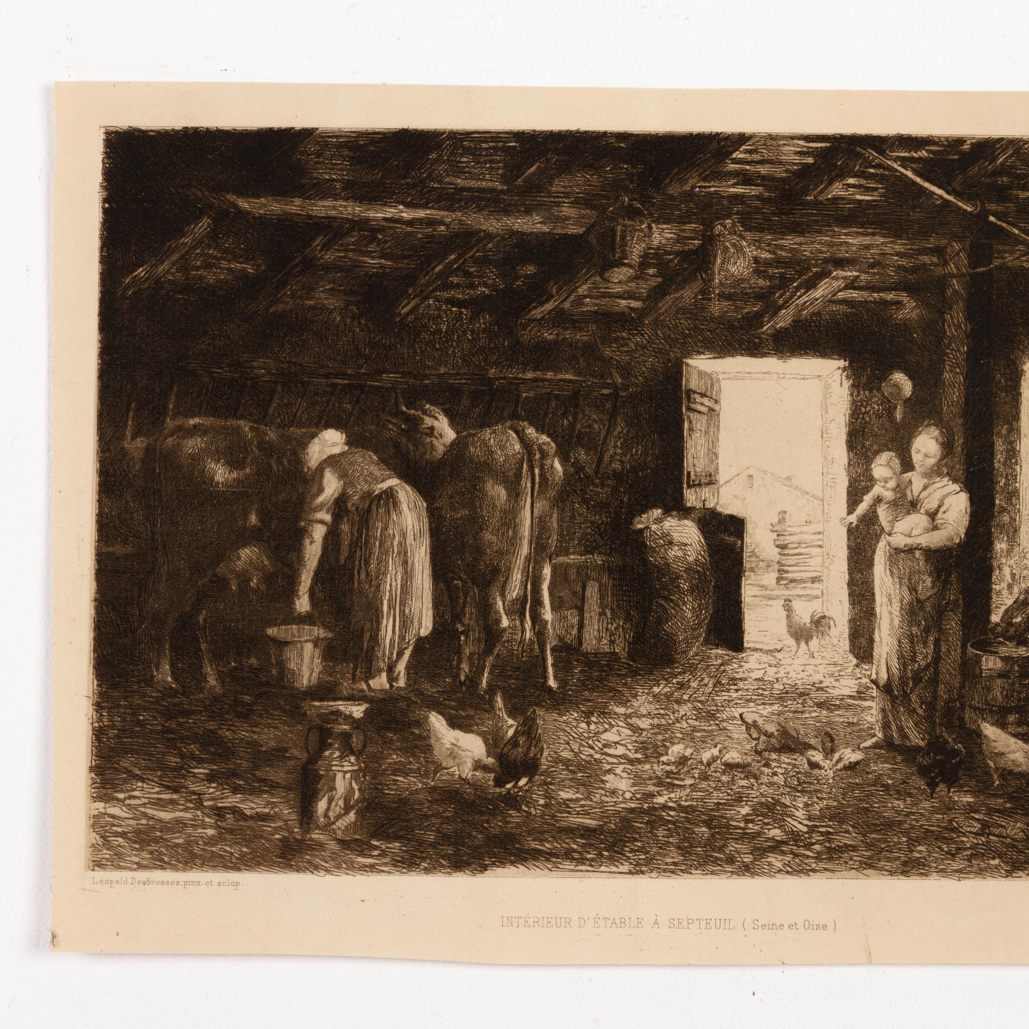 Engraved Léopold Desbrosses (1821-1908) French Engraving 