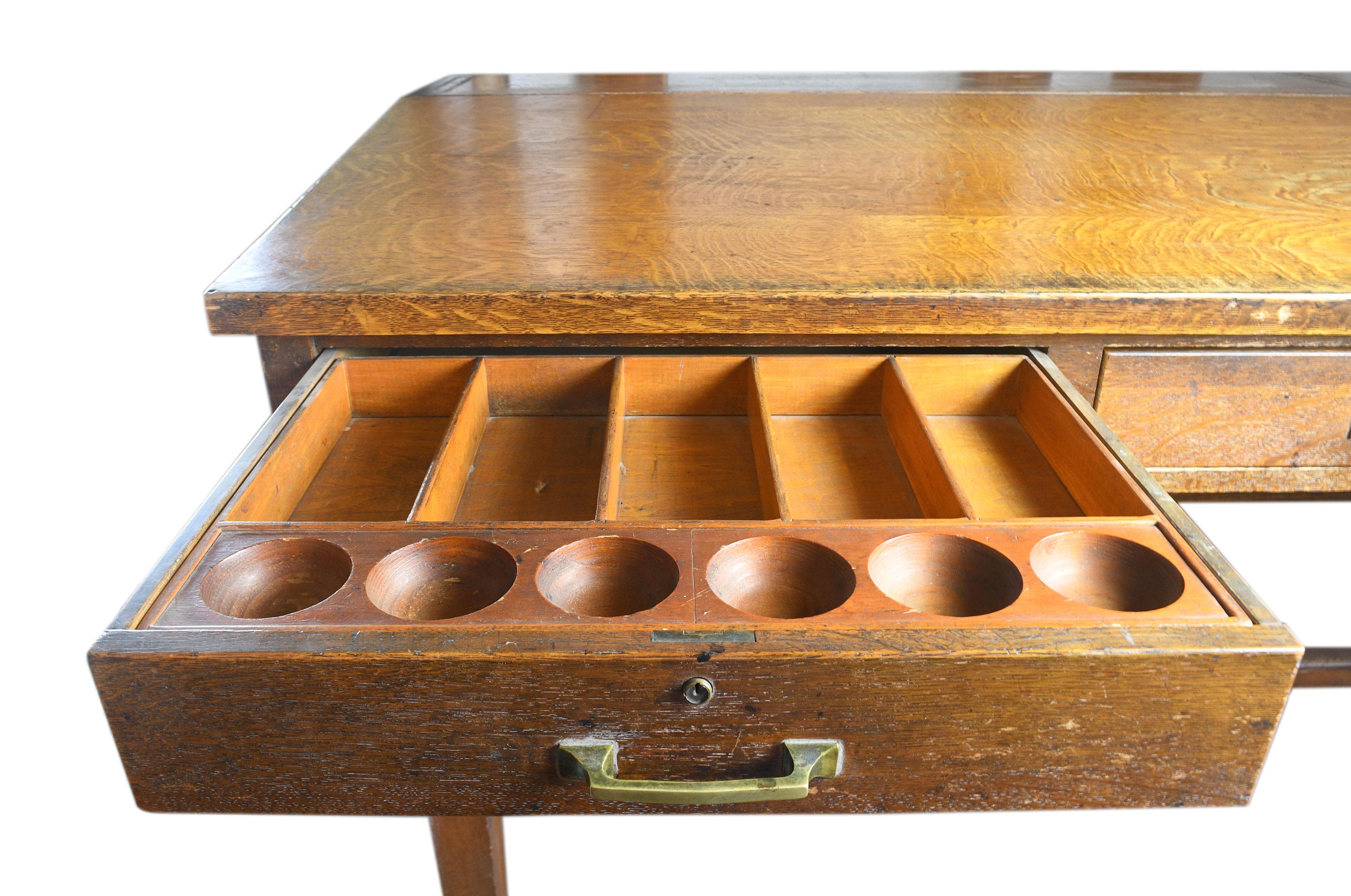 American Craftsman Leopold Desk Company Oak Railroad Standing Desk