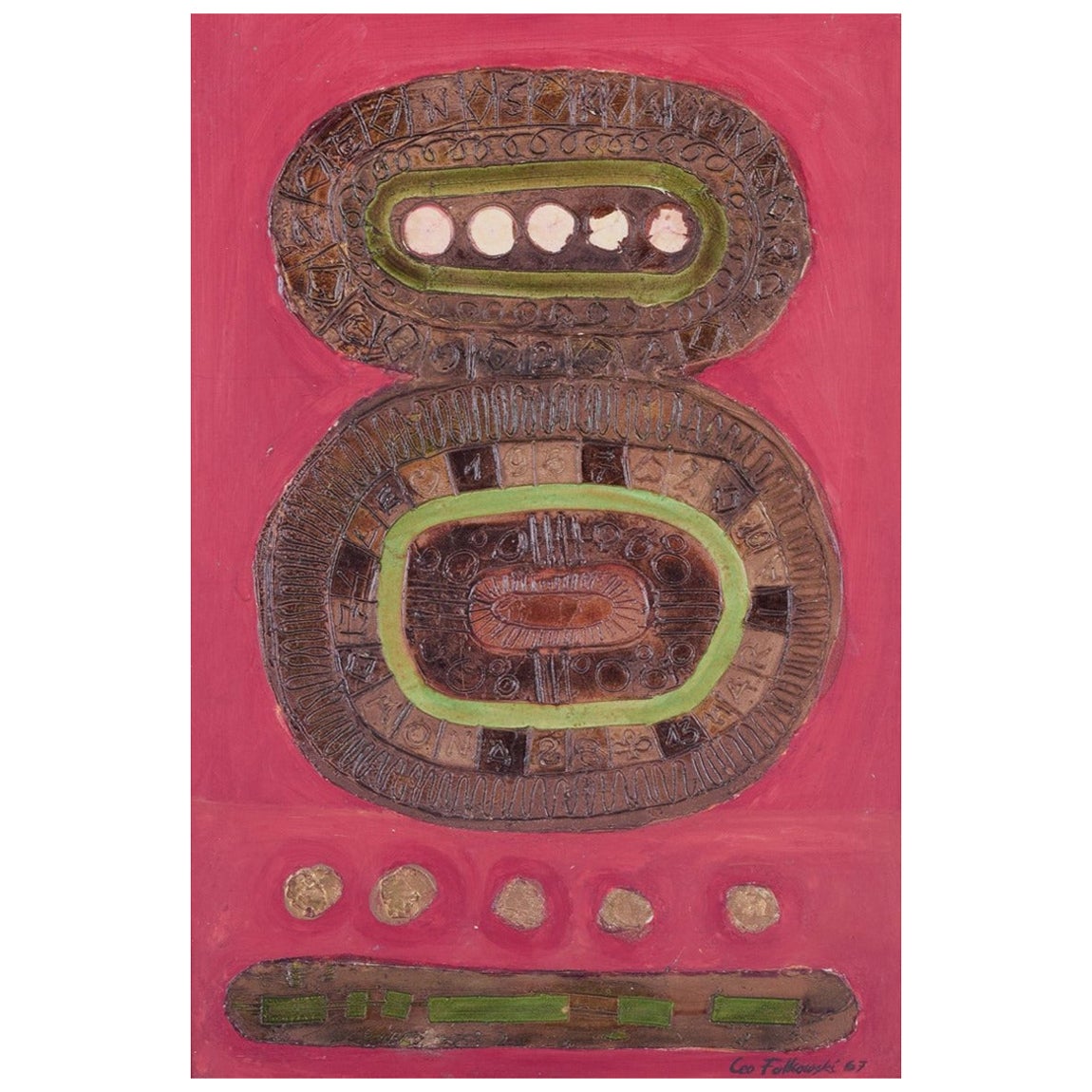Leopold Falkowski, artiste polonais classé Huile sur panneau. Composition abstraite. en vente