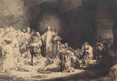 Feuille de cent florins. Le Christ guérit les malades - Gravure à l'eau-forte de Léopold Flameng - 1870