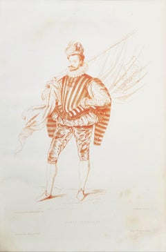 Porte-Enseigne (Sign Holder) /// Old Masters Antique Etching Figurative Soldier