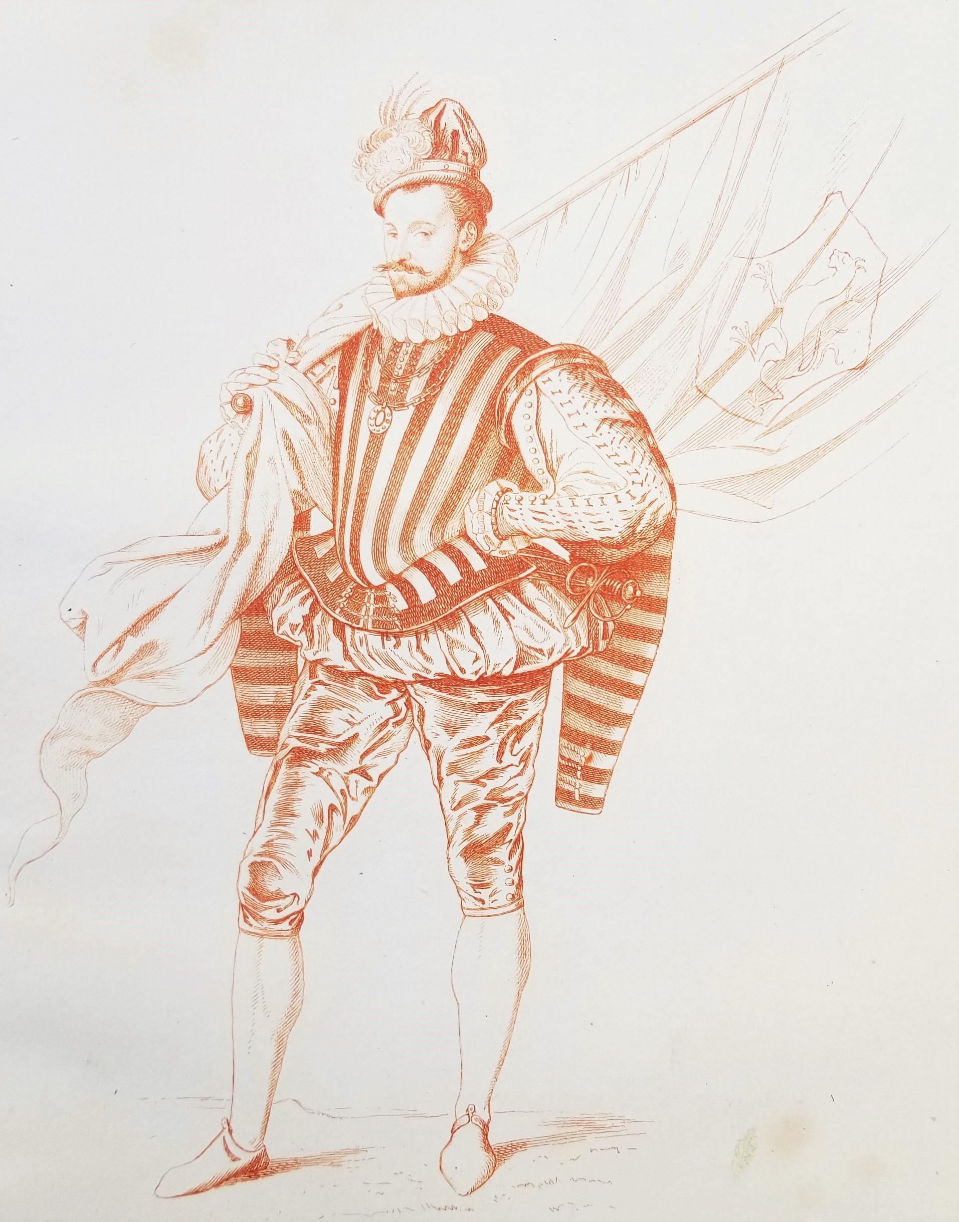 Léopold Flameng Figurative Print - Porte-Enseigne (Sign Holder) /// Old Masters Antique Etching Figurative Soldier
