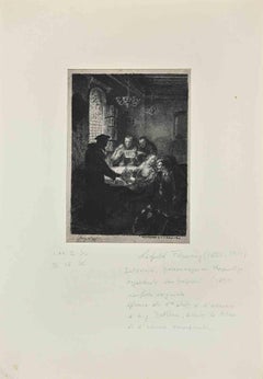 The Poet - Original Etching by Léopold Flameng - 1853