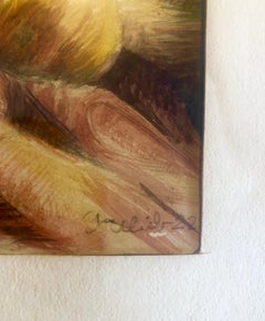 Rare Polish Modernist 1922 Fruit and Vase Still Life Painting