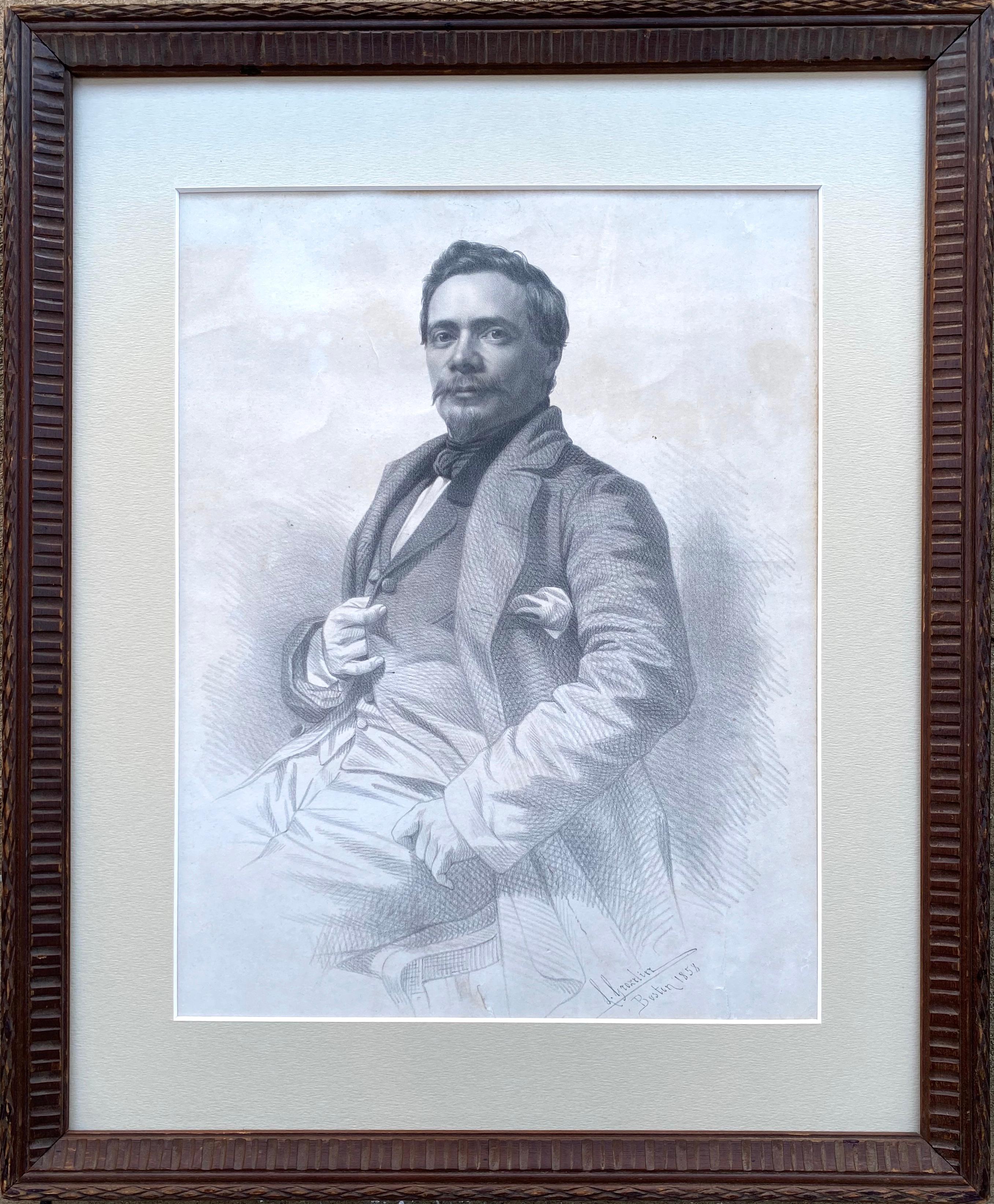 Leopold Grozelier  Portrait Print - The young Bostonian 1858 portrait of a notable gentleman Boston Massachusetts 