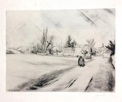 Landschaft - Original-Radierung von Lopold Lvy - XX Jahrhundert