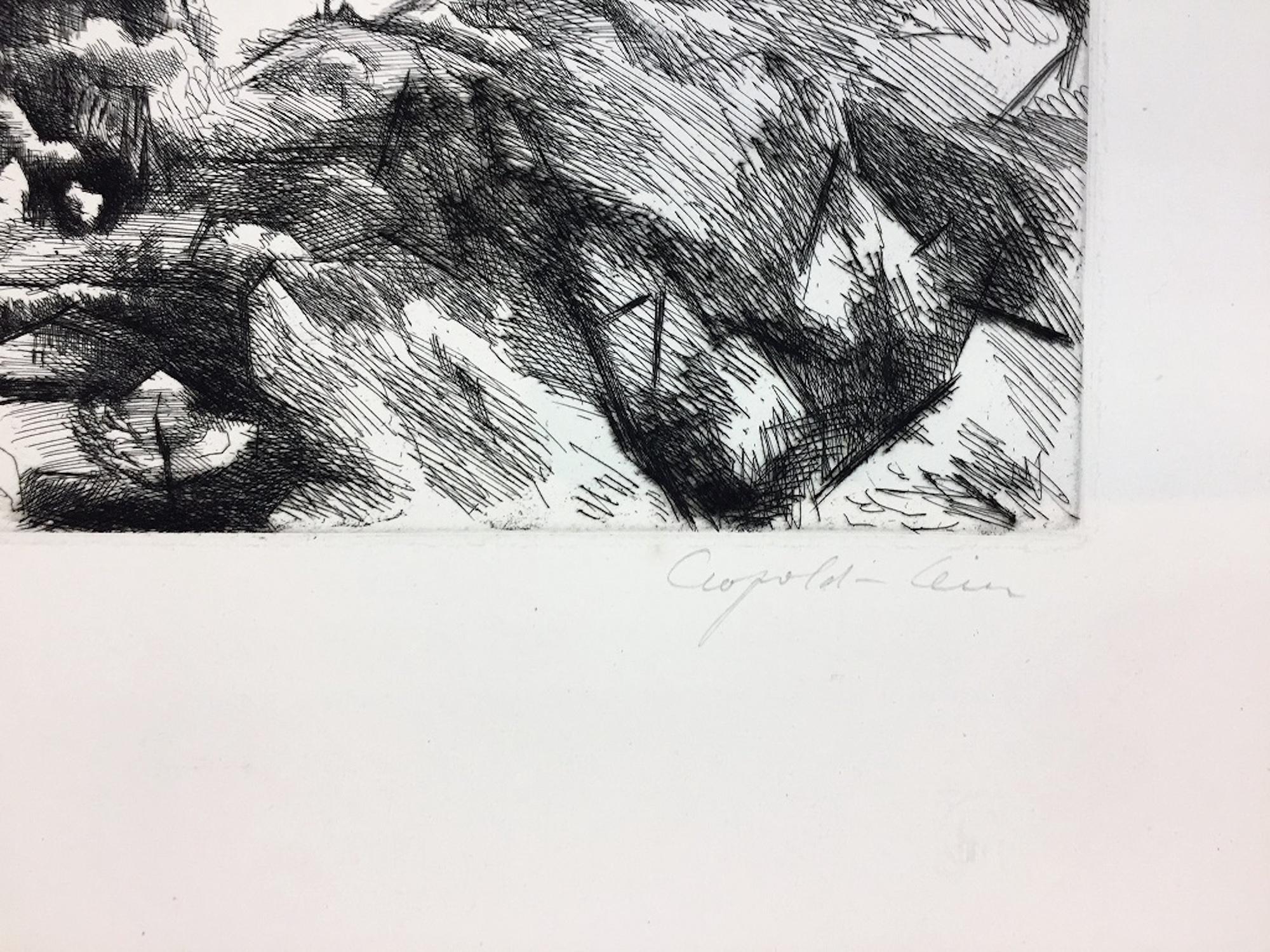 Paysage - Gravure originale de Léopold Lévy - XXe siècle en vente 1