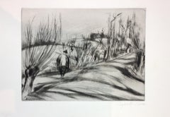 Vintage Landscape - Original Etching by Léopold Lévy - XX Century